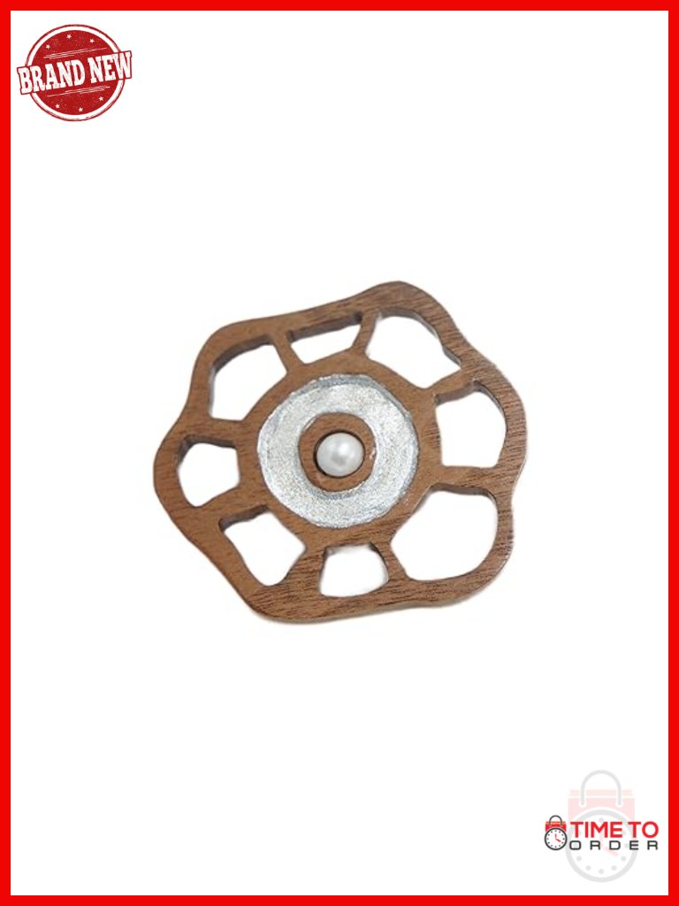Handmade Walnut Wood Brooch With White Pearl - Contemporary Design